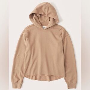 Abercrombie Soft A&F Camel Brown Hoodie with Raw Hem, Sz Small